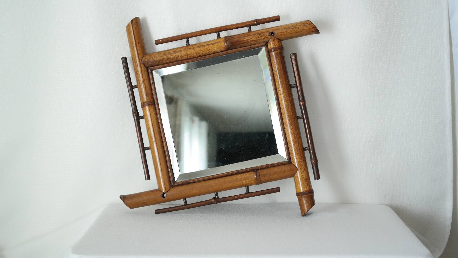 Vintage bamboo wall mirror 50's