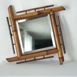 Vintage bamboo wall mirror 50's