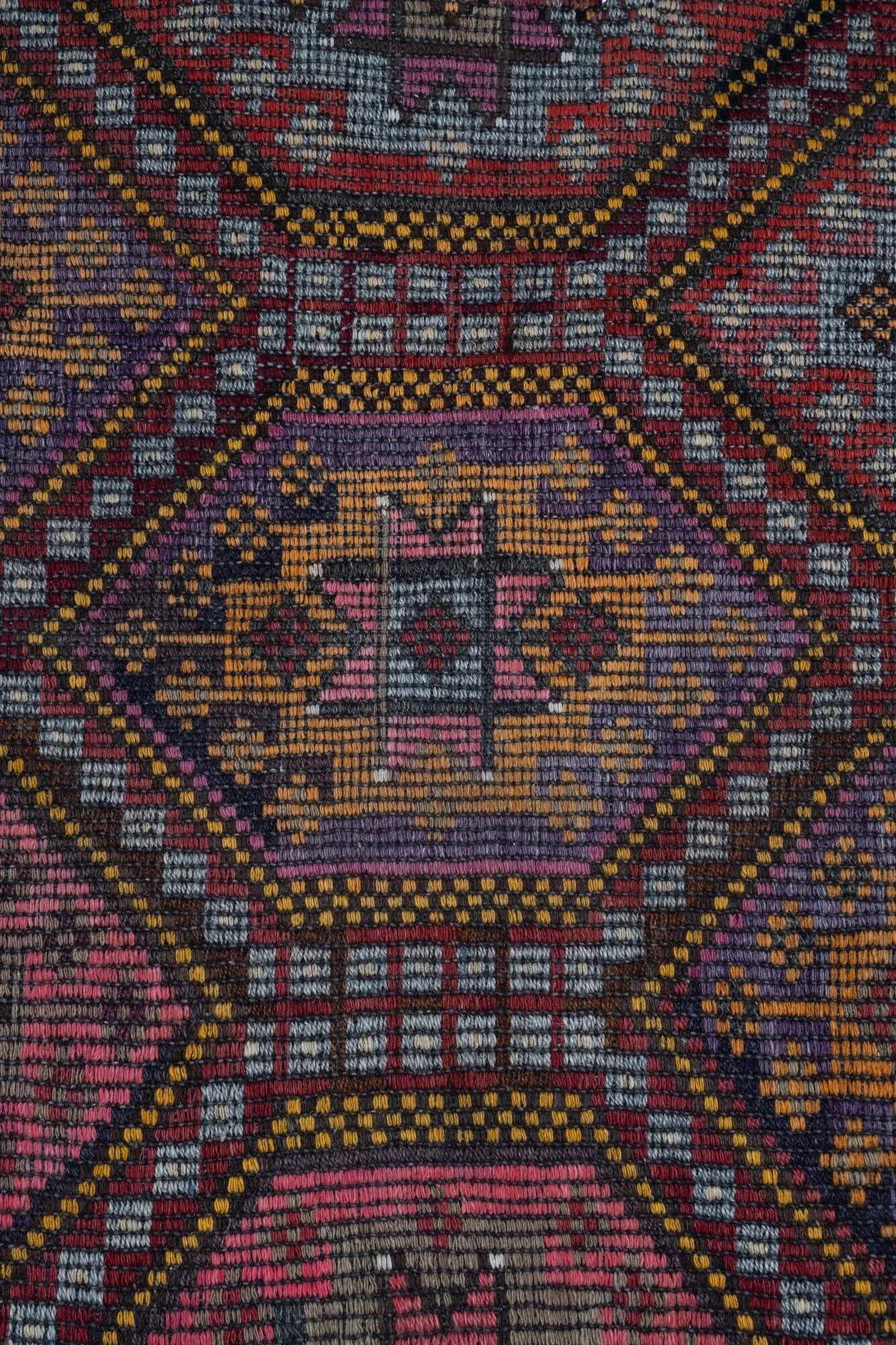 Vintage Turkish hallway rug 88x288 cm