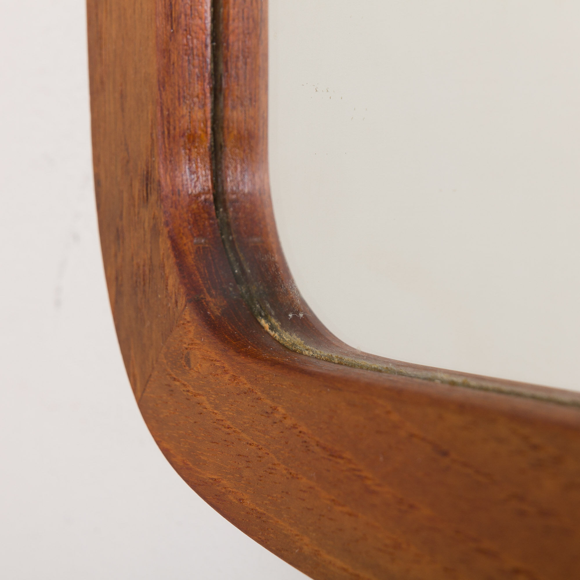 JM teak mirror with organic shape teak console, Denmark, 60s