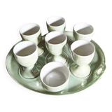 Vintage serving tray and its 6 egg cups.