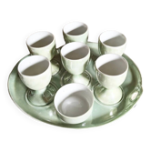 Plateau de service vintage et ses 6 coquetiers.