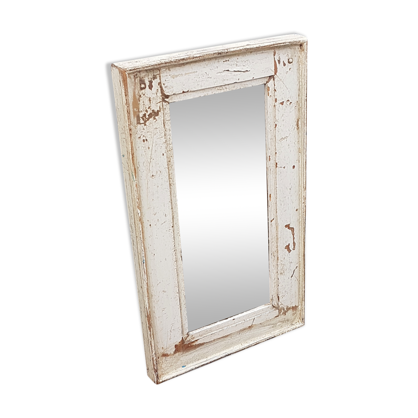 Mirror white wood old teak patina 34x4x58cm