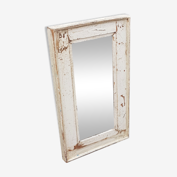 Mirror white wood old teak patina 34x4x58cm