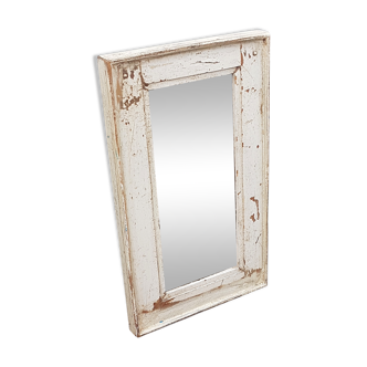 Miroir blanc bois vieux teck patine 34x4x58cm
