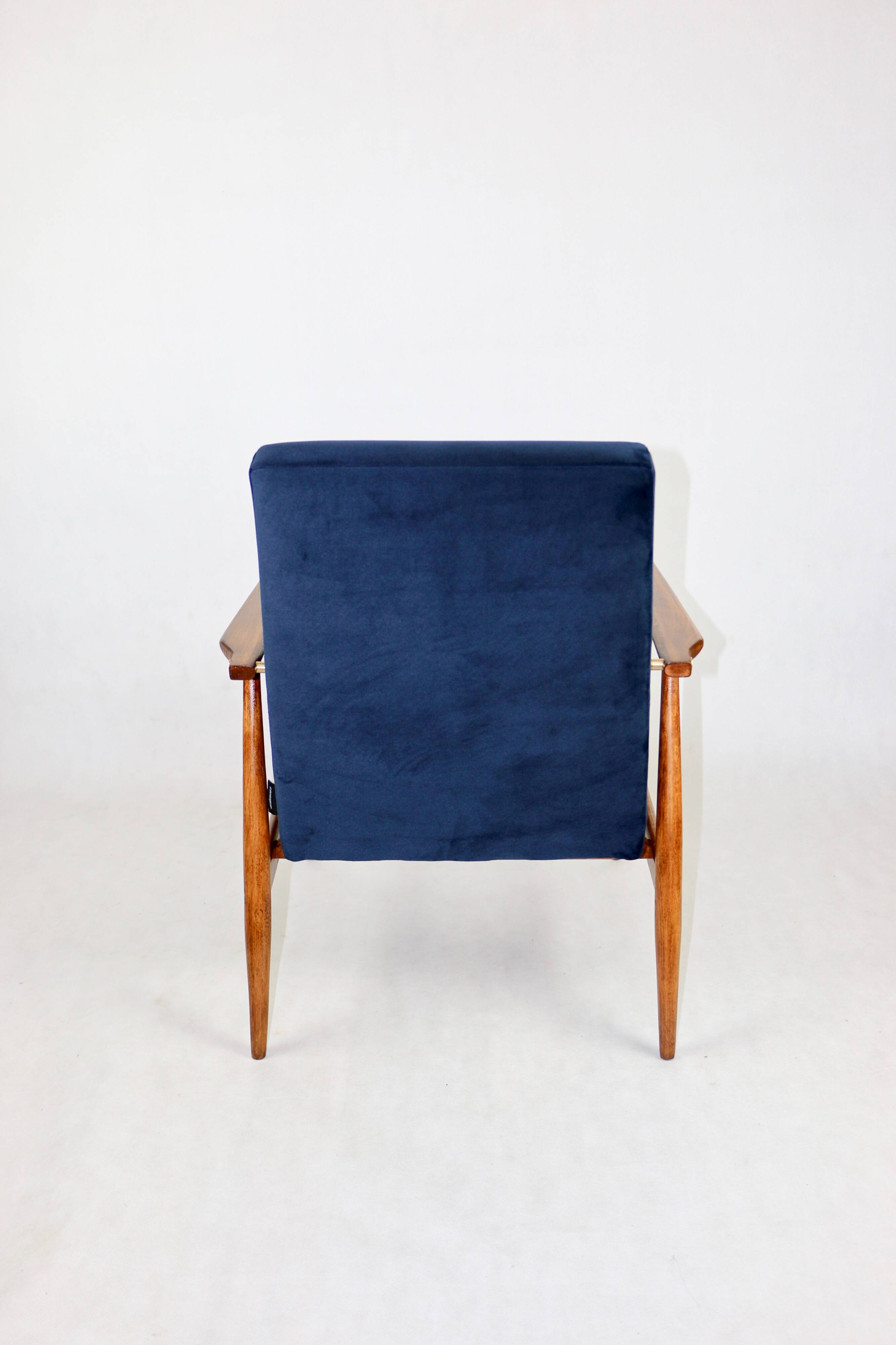 Armchair 'Lis', 1970s navy blue design by Henryk Lis