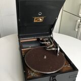 Portable suitcase phonograph the voice of his master of the 30s in perfect condition