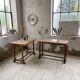 Set of two bistro tables in walnut and tiling from 1890.