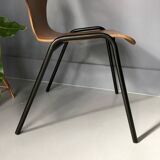 Set of 6 thermoformed wood and metal chairs