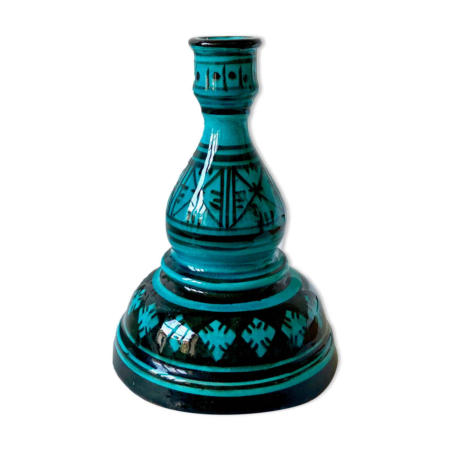 Blue ceramic candle holder