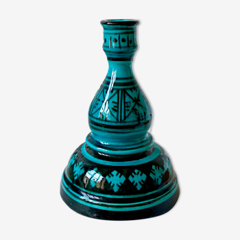 Blue ceramic candle holder
