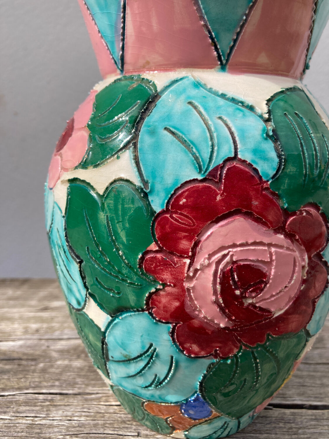 Monaco style ceramic flower vase 1950