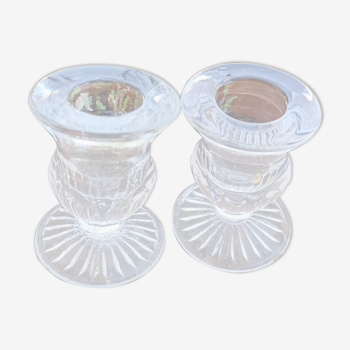 Pair of mechanical glass candle holders from Reims - VMC