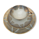 Trio à thé/café vintage en porcelaine de Bavière Winterling, Décor géométr