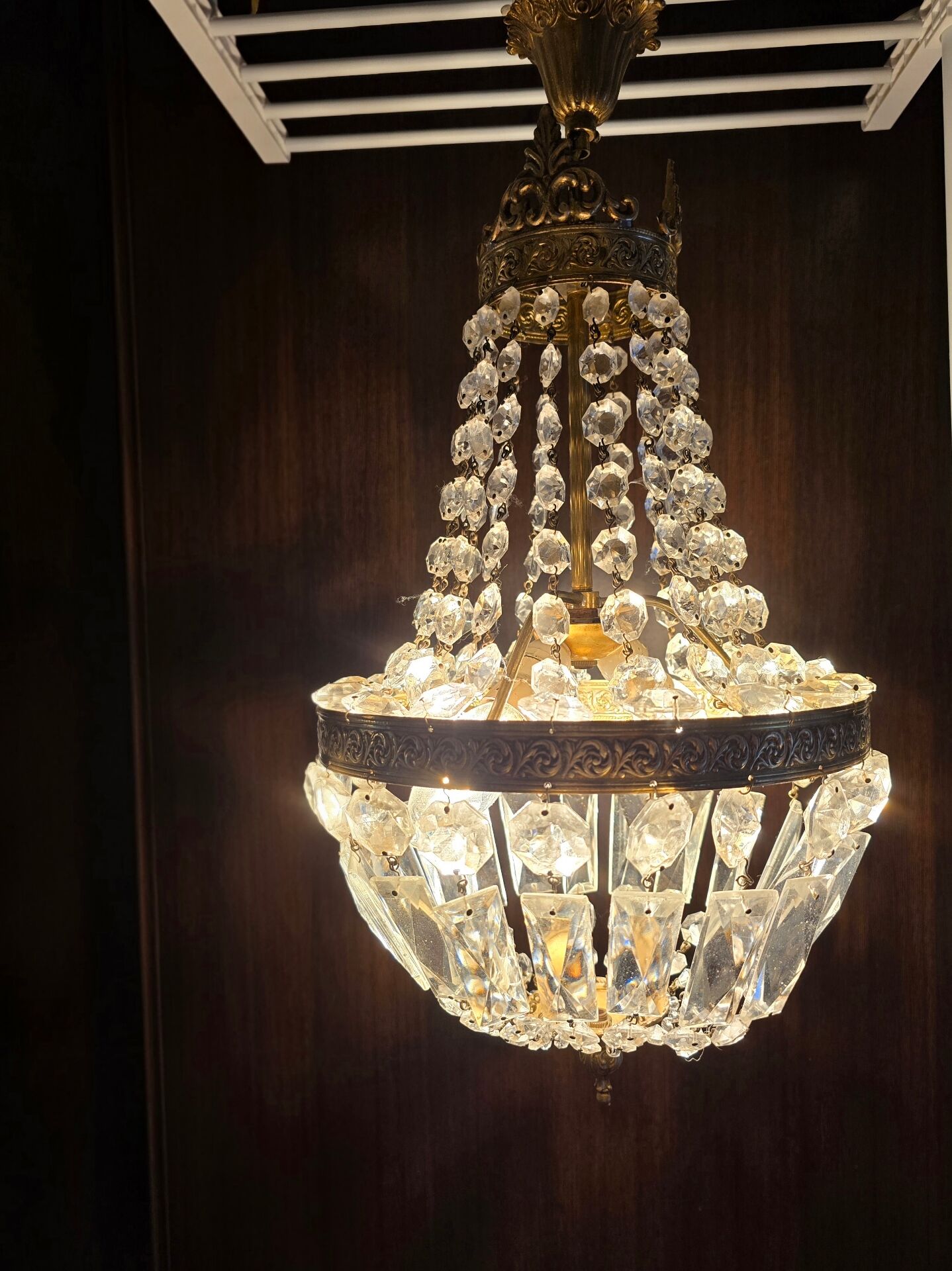 Lustre montgolfière verre et laiton