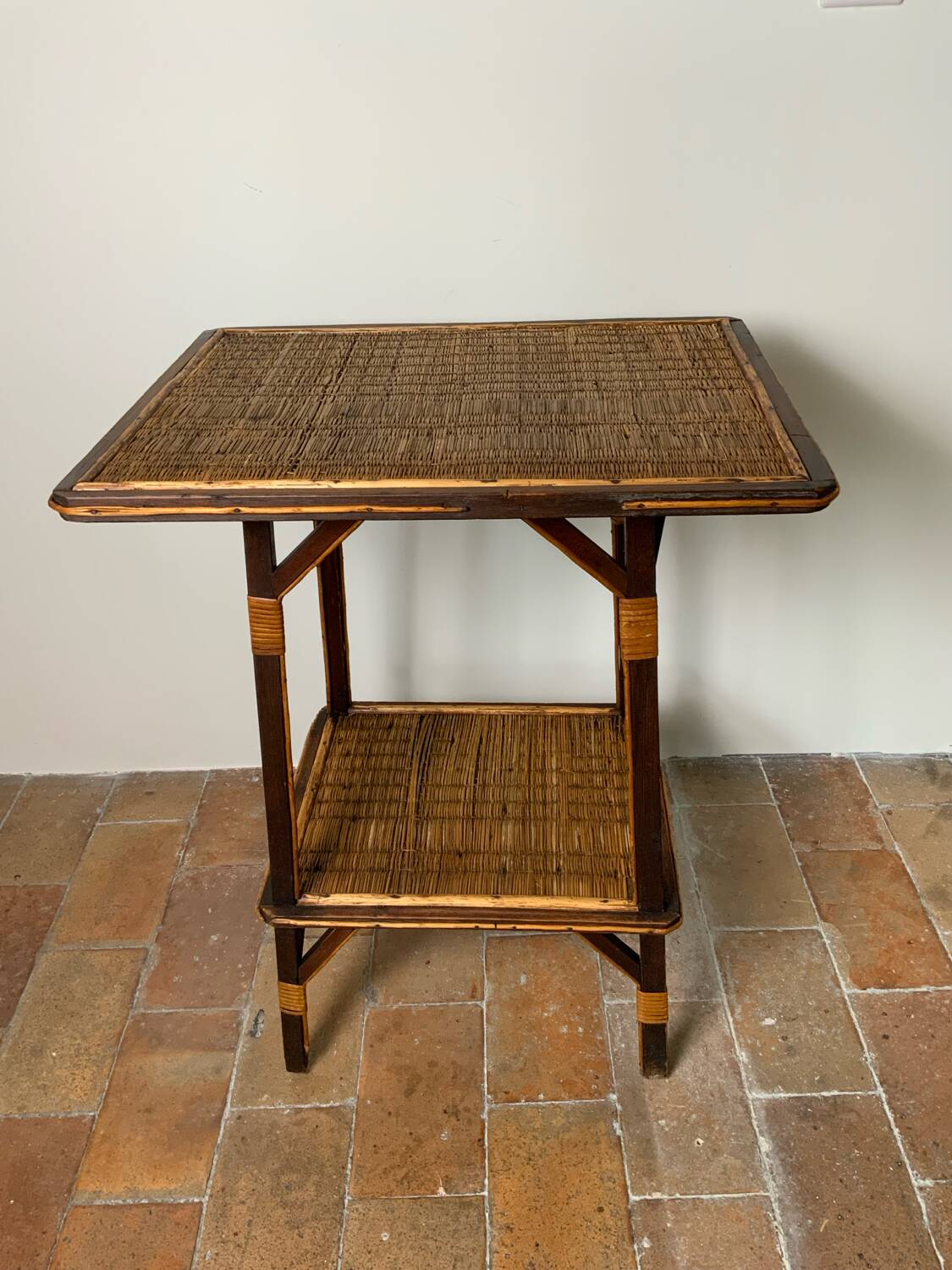 Wood and rattan table