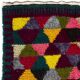 Colorful Vintage Hand-Knotted Turkish Tulu Rug with Geometric Triangle Design, 100% Wool