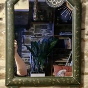 Mirror countryside wood and moulded stucco painted with gold garlands - 50 x 37 cm