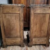 Pair of Renaissance style bedside tables in carved walnut circa 1850
