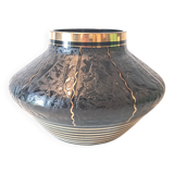 Art Deco Black Hyalite Boom Glass Vase from De Rupel Glassworks