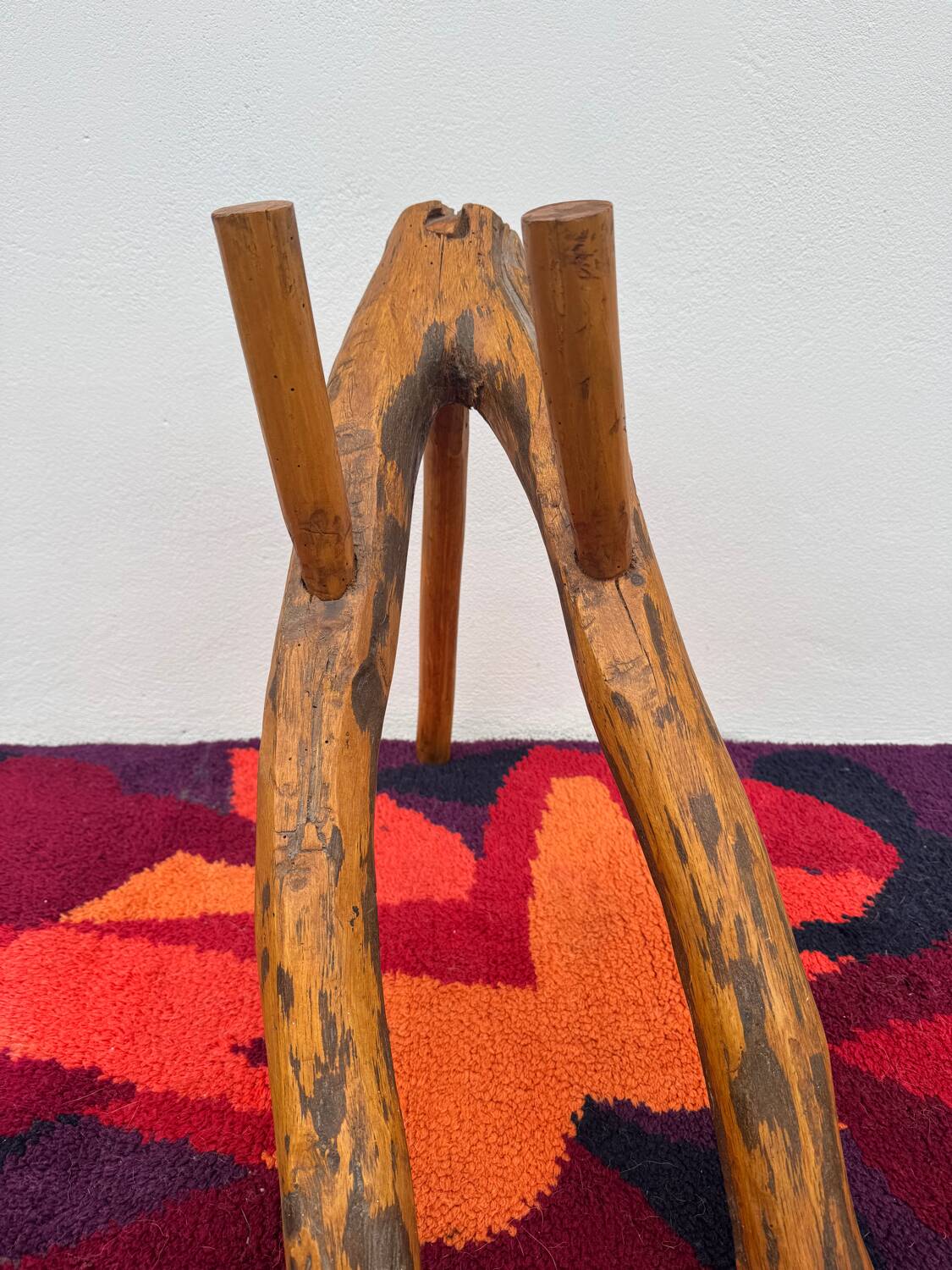 Brutalist style wooden magazine rack from the 1960s