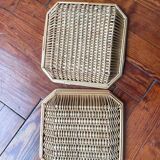 two vintage wicker bowls