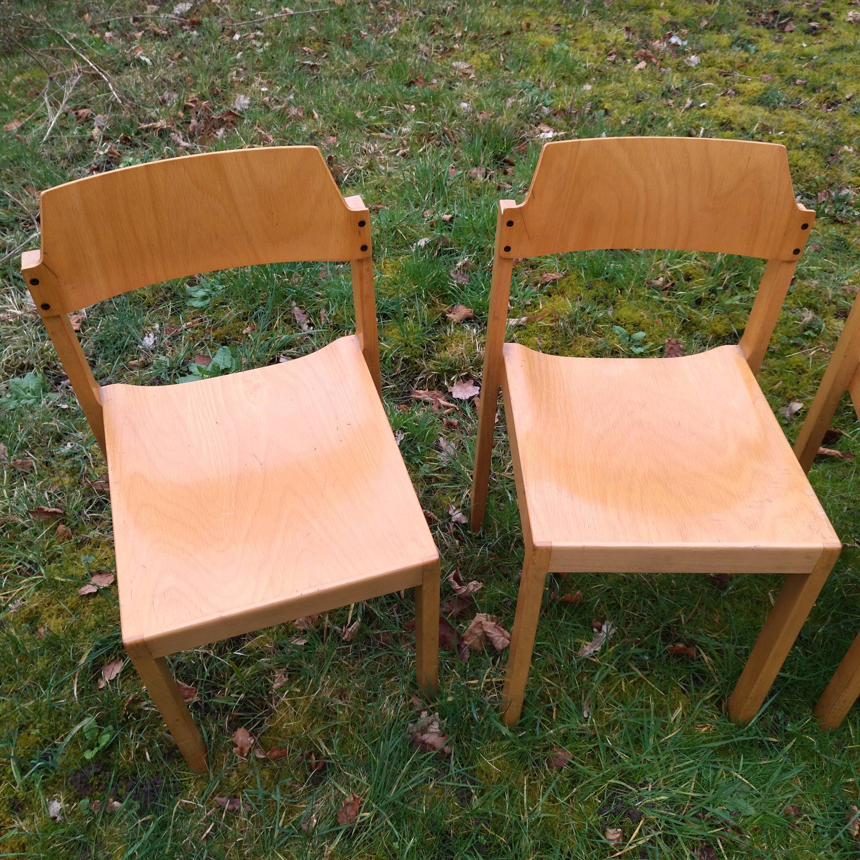 6 stackable chairs 80s schlapp mobel made in France