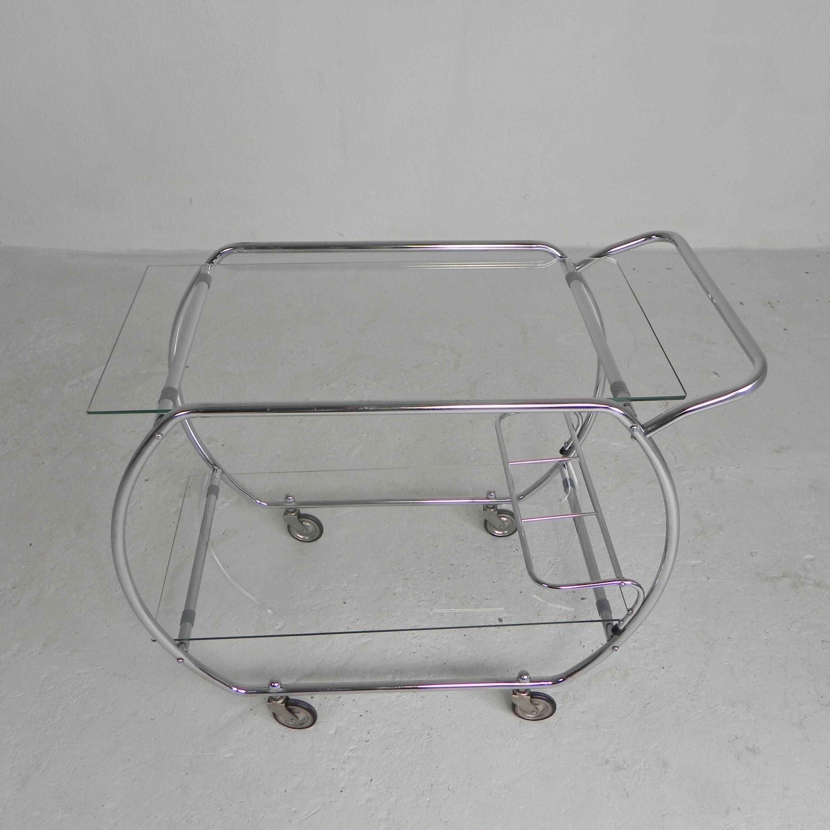 Art Deco trolley, chrome serving cart, 1950s