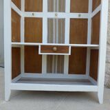 Entrance cabinet white cloakroom and wood linen upholstery fabric