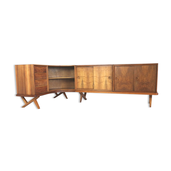Enfilade en noyer vintage par rudolf b. glatzel par fristho franeker de 1955