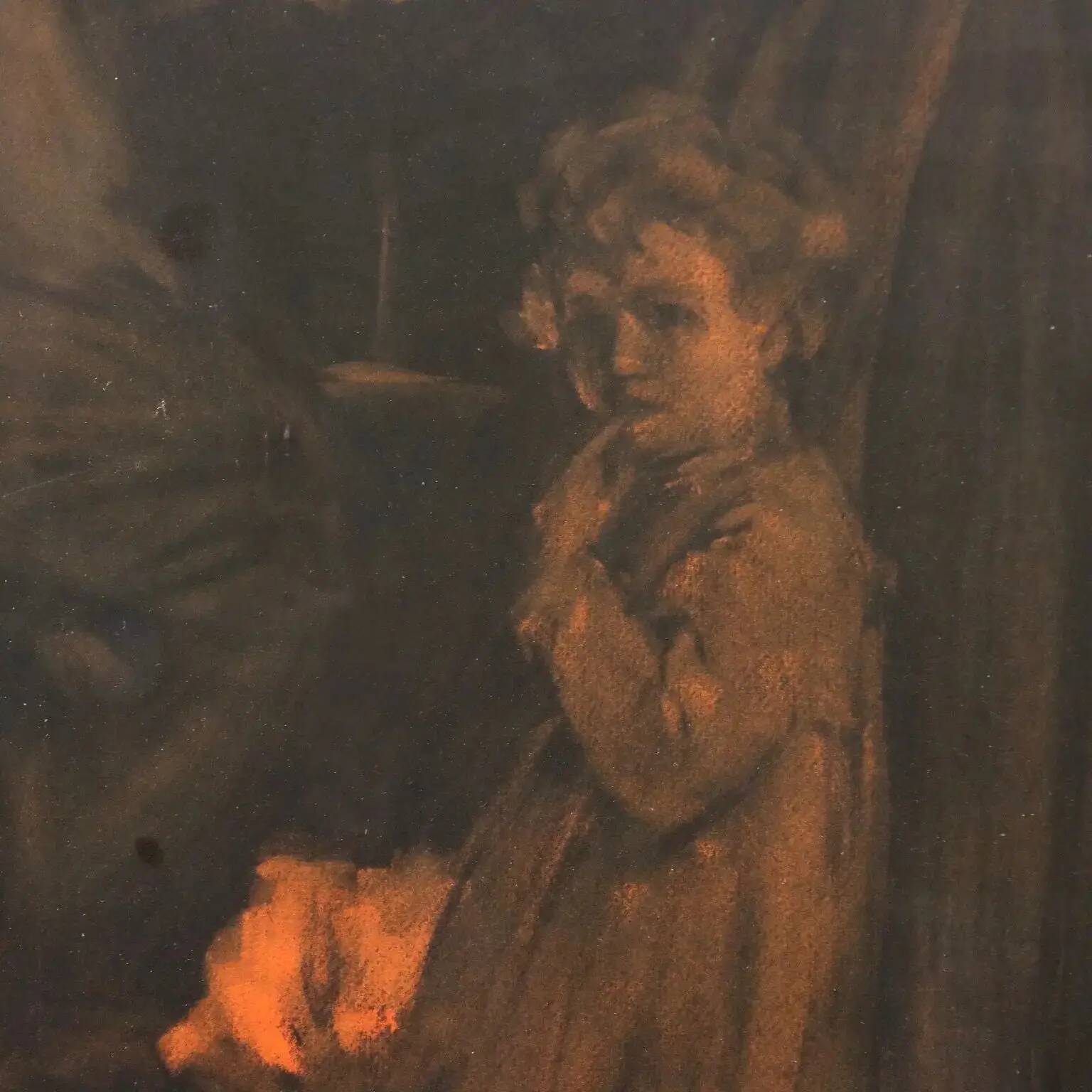 Modern painting by Giuseppe Siccardi, chalks and pencils on paper from the 1900s.