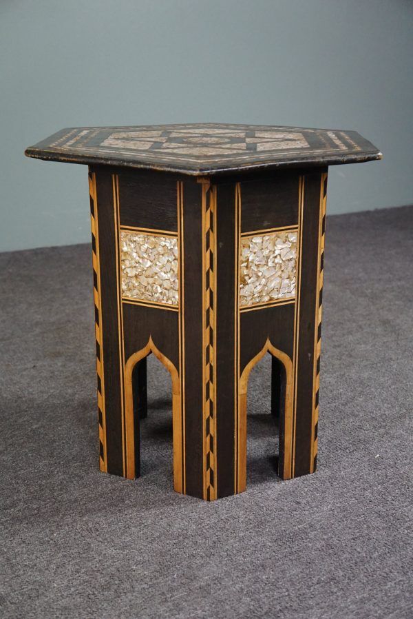Side table in mother-of-pearl, ancient oriental mosaic