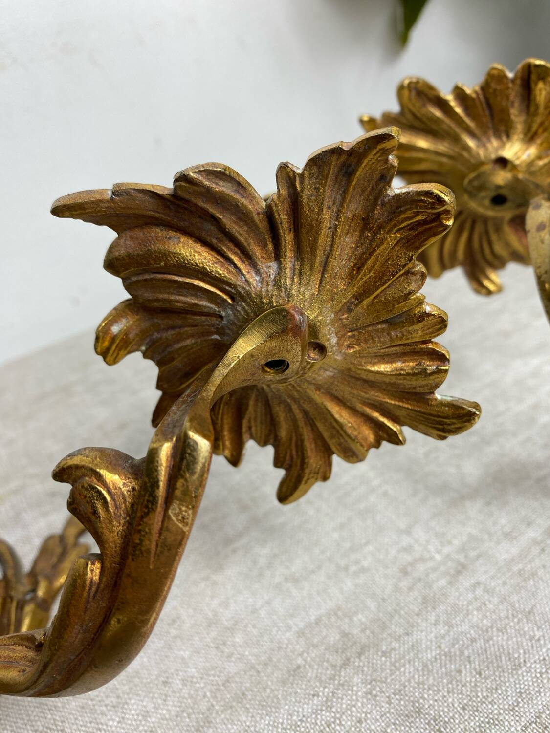 Two Louis XV style bronze wall candlesticks
