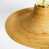 Beautiful, large Italian 1970s bright bamboo wood ceiling pendant lamp