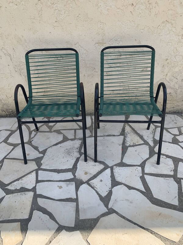 Paire de fauteuils scoubidou
