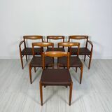 1960s Set of 6 vintage Danish Teak Dining Chairs by H.W. Klein for Bramin