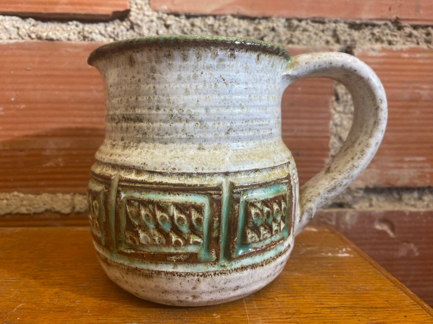 Antique pitcher marcel giraud vallauris stoneware grey & green vintage #c593