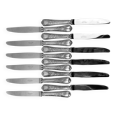 Twelve Christofle Marly table knives, silver-plated metal handles.