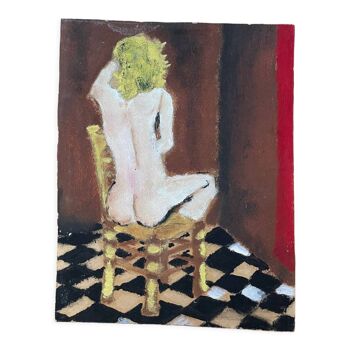 Painting nude woman sitting