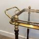 Rolling table in brass and mahogany with removable trays