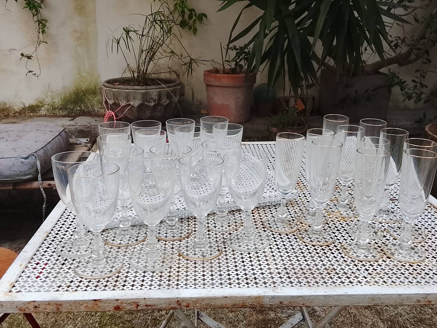 Set of 27 Saint Louis crystal glasses