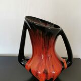 Vase rouge et noir Vallauris