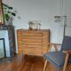 Commode bois et rotin vintage