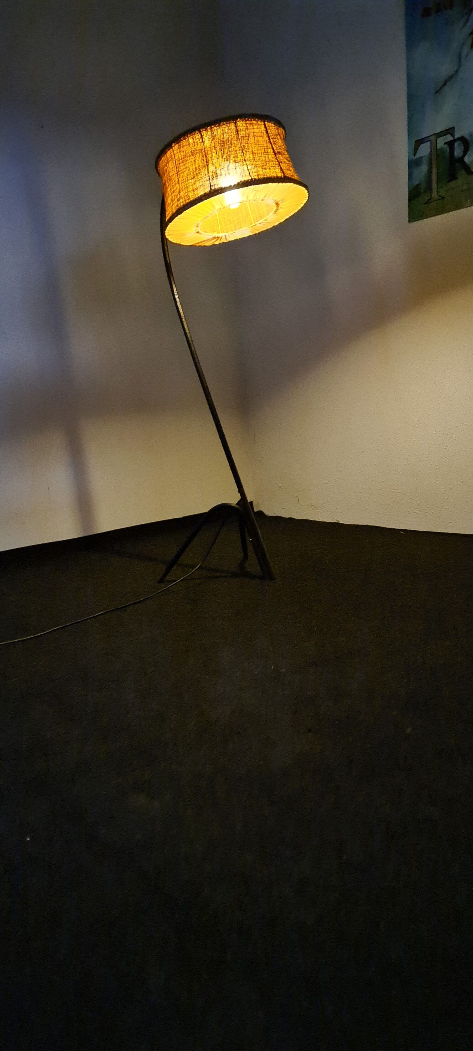 Vintage from the 50s curved floor lamp .