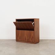 Meuble à chaussures en noyer, design scandinave