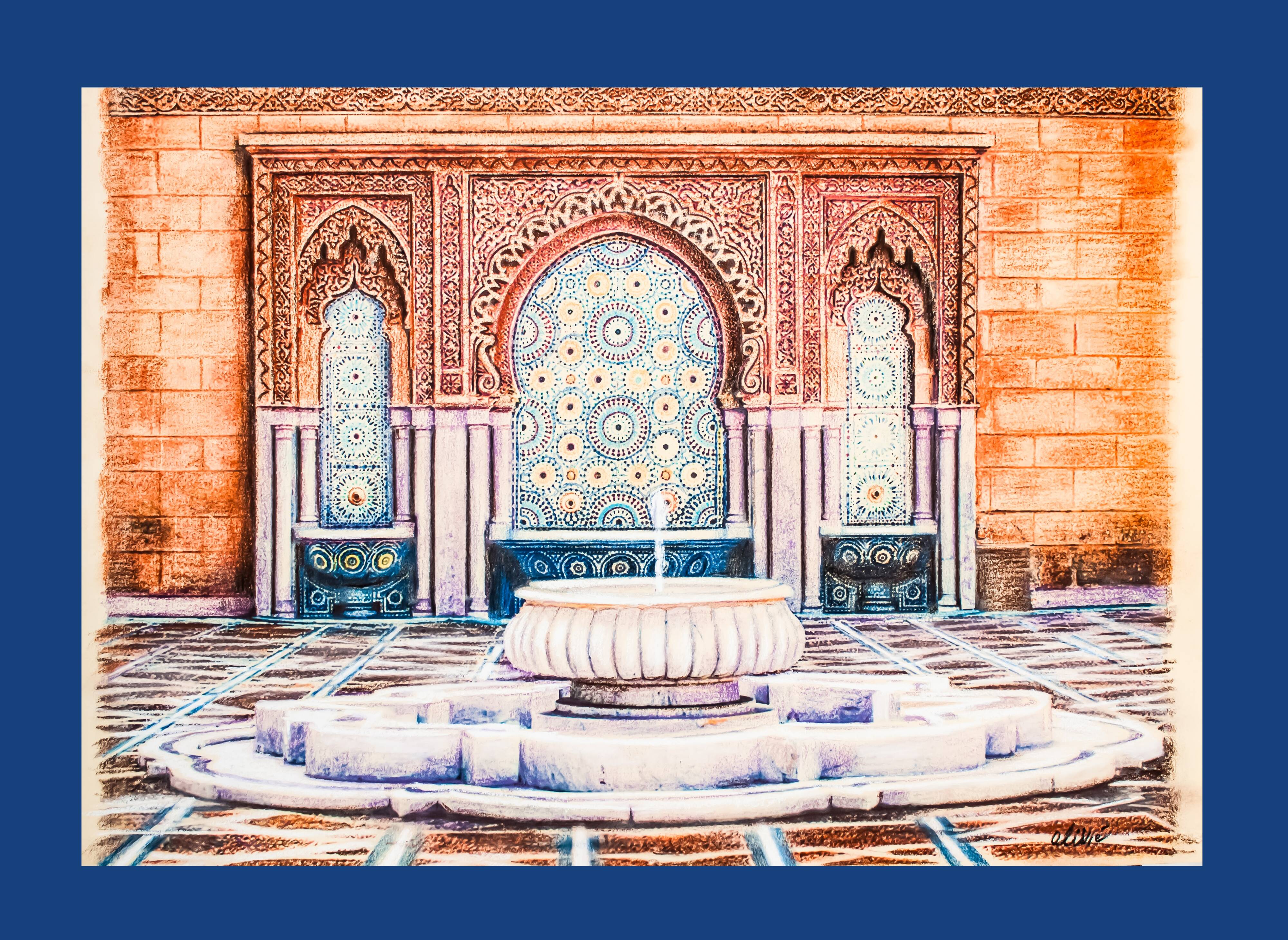 Dibujo. Painting. Arab source. Islamic art. Arab art. Arab architecture. Fuente.