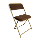 Vintage folding chair lafuma with brown checkered fabric