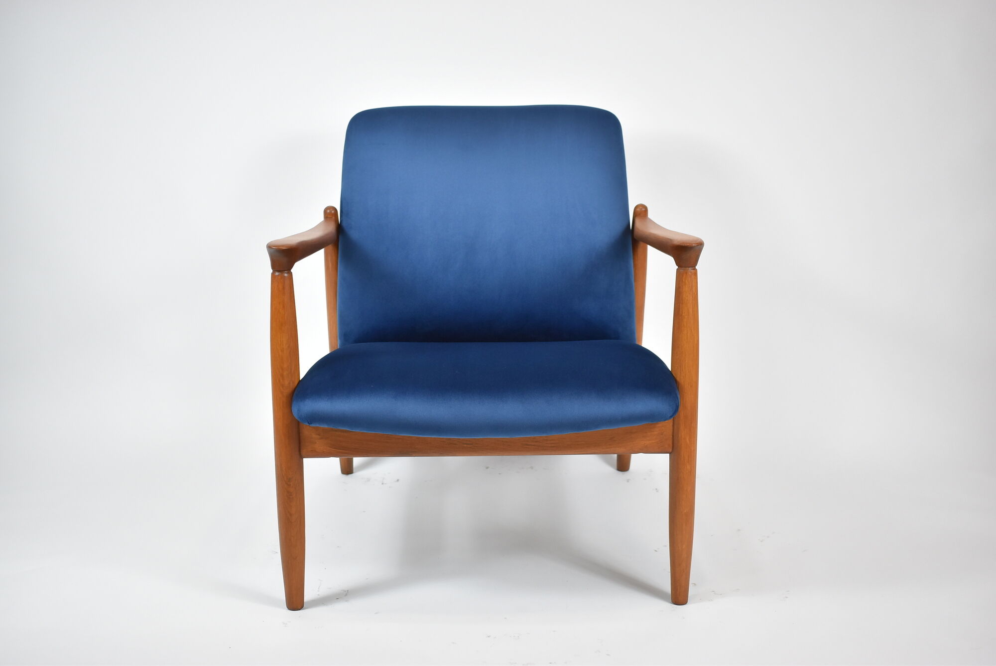 Scandinavian armchair designer E.Homa, refubrished, 1960s, navy blue velvet