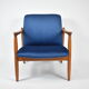 Scandinavian armchair designer E.Homa, refubrished, 1960s, navy blue velvet
