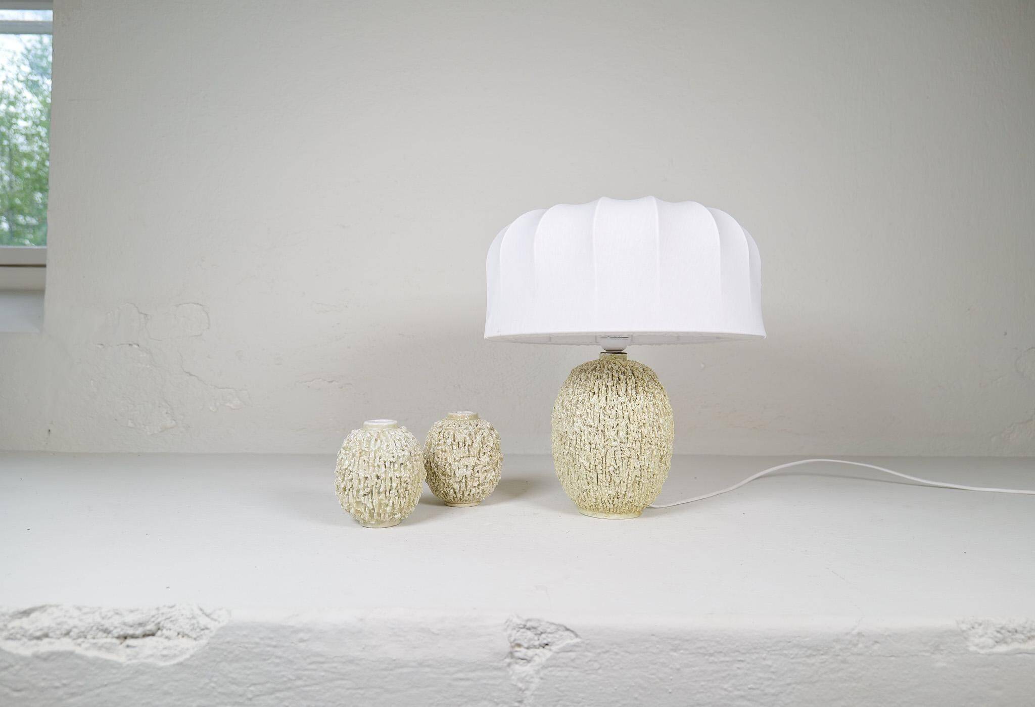 Large modernist mid-century table lamp "Chamotte" Gunnar Nylund Rörstrand, Sweden